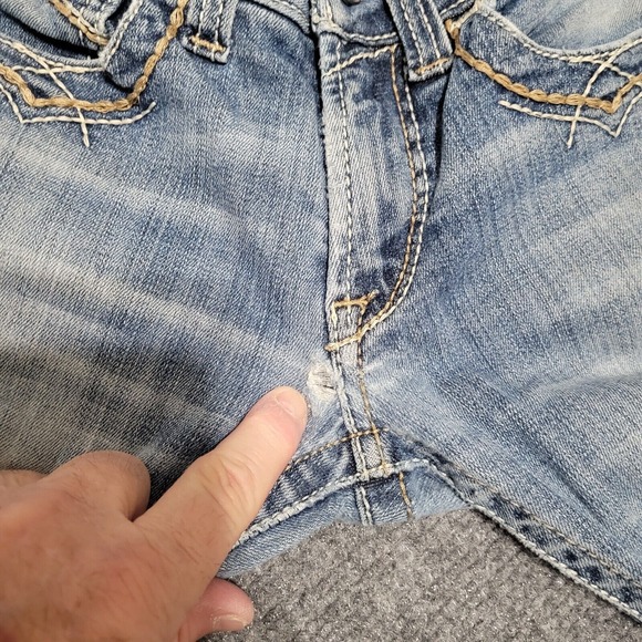 Ariat Real Jeans Women 26R Mid Rise Boot Stretch Cowgirl Thick Stitch Distressed - Picture 6 of 10